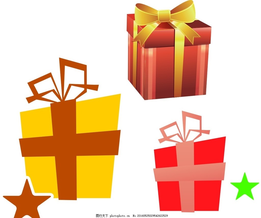 礼物,矢量礼品 节日礼品 彩带 包装盒 圣诞节礼物-