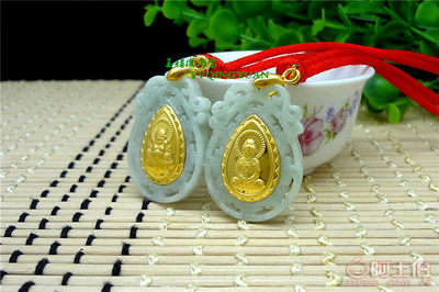 【厂家直销999镶嵌天然翡翠项坠金镶玉观音佛吊坠项链批发礼品】莆田市秀屿区东峤林光辉玉器加工店 - 产品库